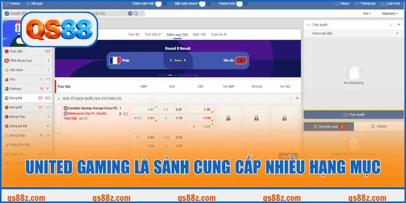 United Gaming là sảnh cung cấp nhiều hạng mục